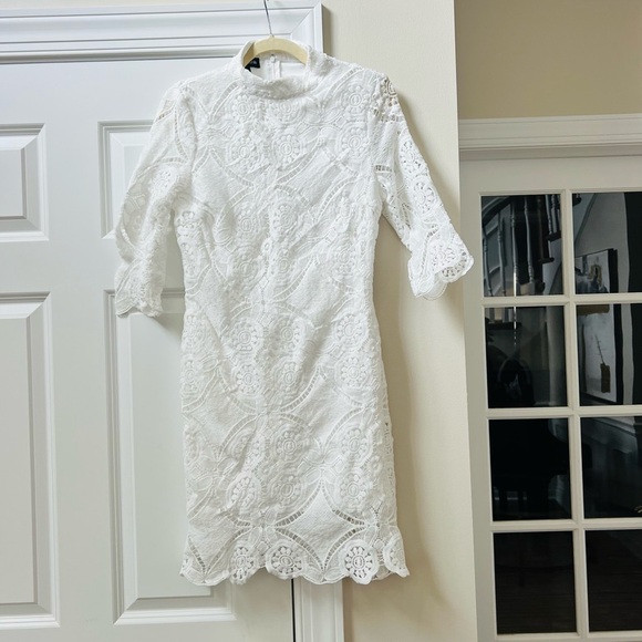 Eilly Bazar Dresses & Skirts - Elegant White Lace Long Sleeve Dress